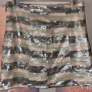 Dina Be Sequin Mini Skirt in Silver and Cream